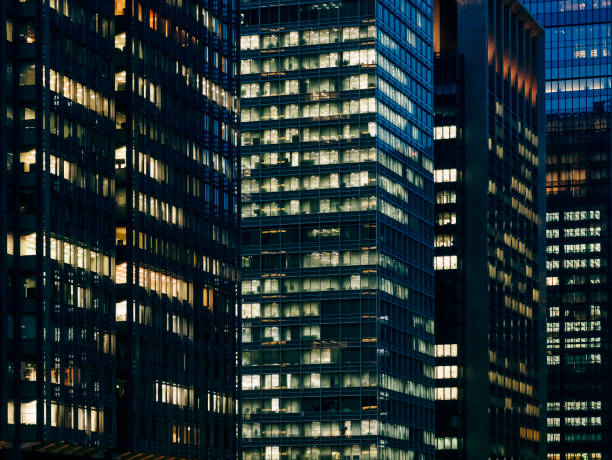 istock Architecture exterior Modern Office building lighting Business background 1210256689