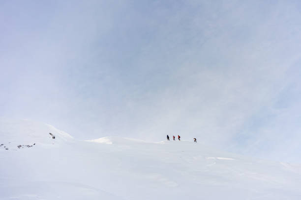 istock Group Of Hikers On Snowy Mountain Ridge 1210261994