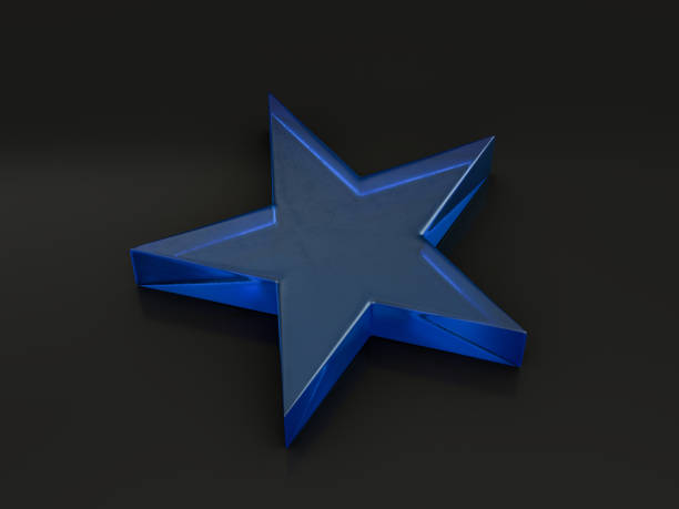 Glass star symbol on black background. 3d illustration.