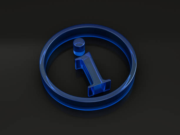 Glass info symbol on black background. 3d illustration.