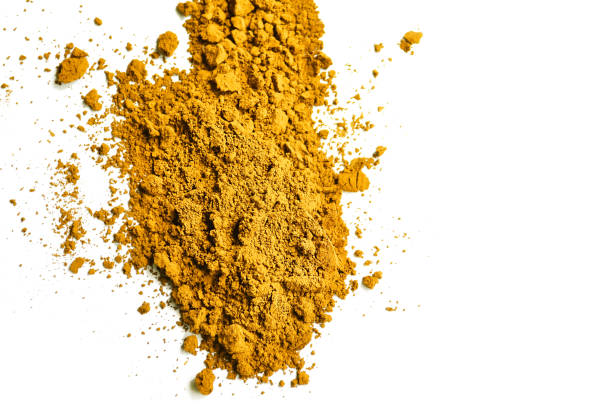 istock Yellow powder, Turmeric (Curcuma) powder isolated on white background 1210267105