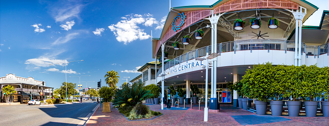 Cairns, Australia - Febreaury 13, 2020: The Cairns Central shopping centre on Bunda St in Cairns, Australia.