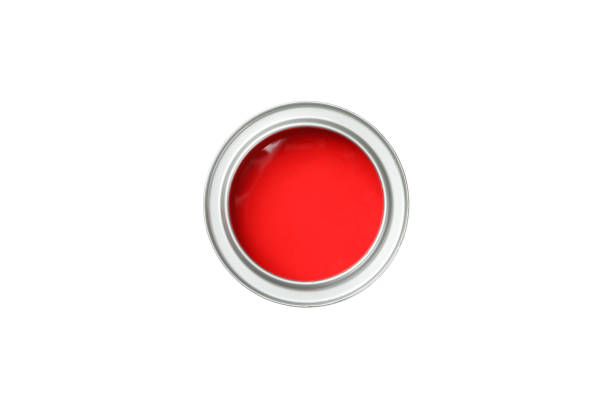 istock Can of red paint isolated on white background 1210268579