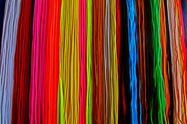 istock Closed up multi color ropes and shoelaces. 1210269204