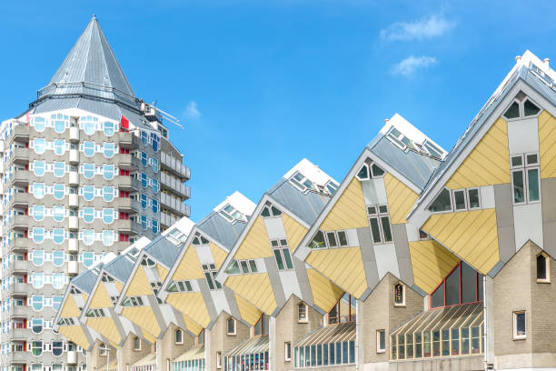 Rotterdam, Netherlands - April 7,2015: Cube houses designed by Piet Blom on April 7; 2015 in Rotterdam; Netherlands. They represents a village where each house is a tree. All the houses together a forest.