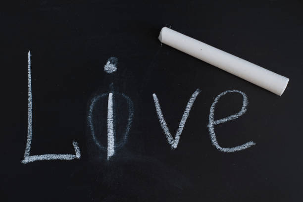 istock White chalk with live lettering on a black slate 1210270244