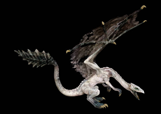 istock 3D illustration fantasy dragon on black 1210270255