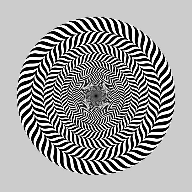 optical illusion circles with black waves optical illusion circles with black waves tunnel illustrations stock illustrations