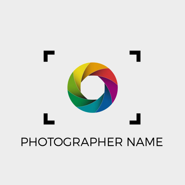 Vector sign photographer, colorful diaphragm of the lens. Vector sign photographer, colorful diaphragm of the lens. iris eye photos stock illustrations