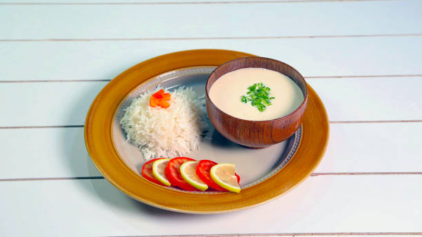 istock Middle Eastern Tahini Salad with white rice in plate stock Photo 1210275921