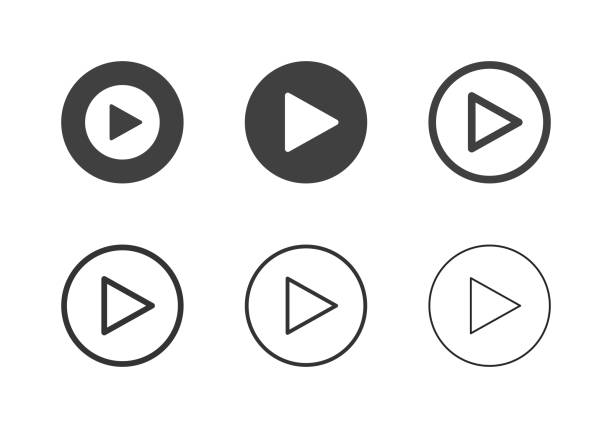 ilustraciones, imágenes clip art, dibujos animados e iconos de stock de iconos de botón de reproducción - serie múltiple - play