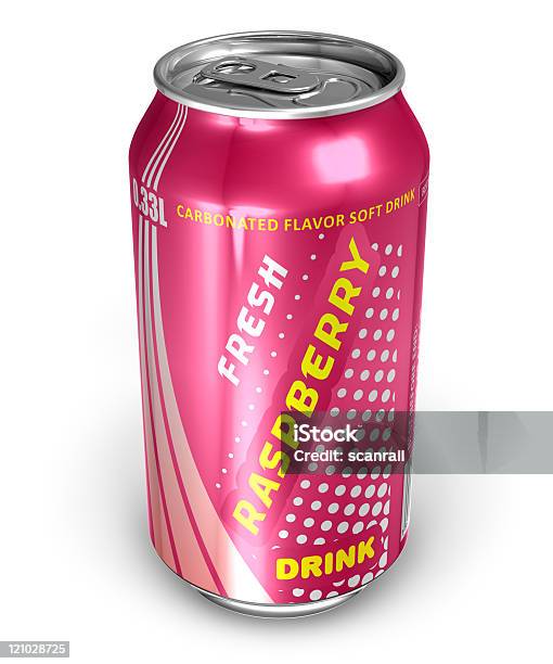 Raspberry Soda Drink In Metal Can Stock Photo - Download Image Now - Aluminum, Bar - Drink Establishment, Bottle