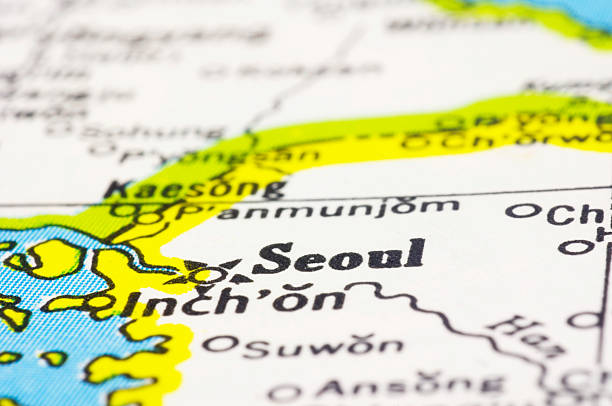 Seoul on map stock photo