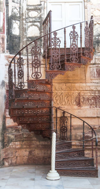 istock Iron spiral stair, vintage style 1210290340