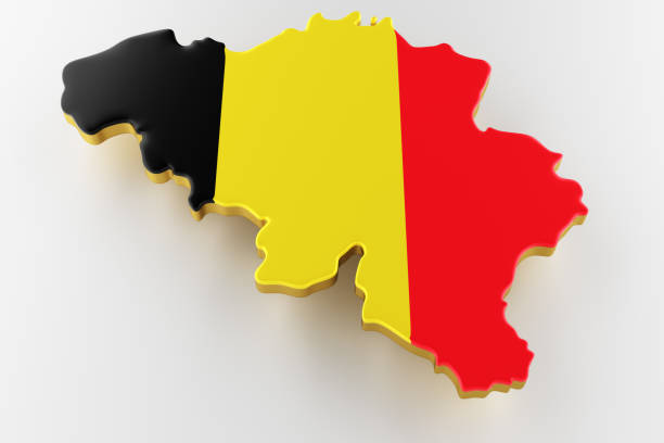 istock Map of Belgium land border with flag. Belgium map on white background. 3d rendering 1210295980