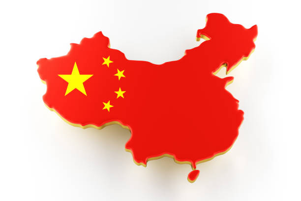 istock Map of China land border with flag. China map on white background. 3d rendering 1210296011