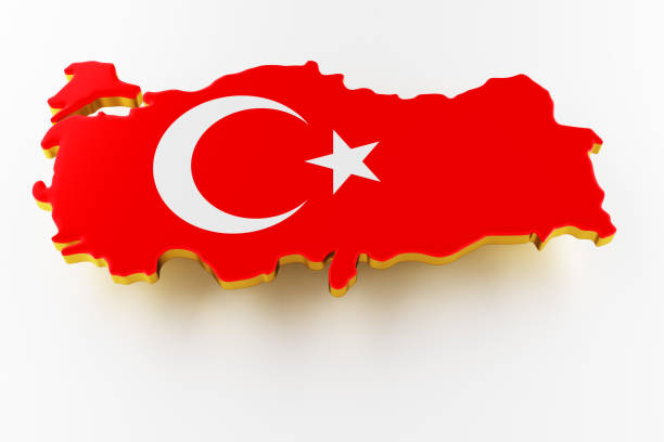istock Map of Turkey land border with flag. Turkey map on white background. 3d rendering 1210296236