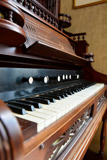 istock Antique piano in a castle 1210296358