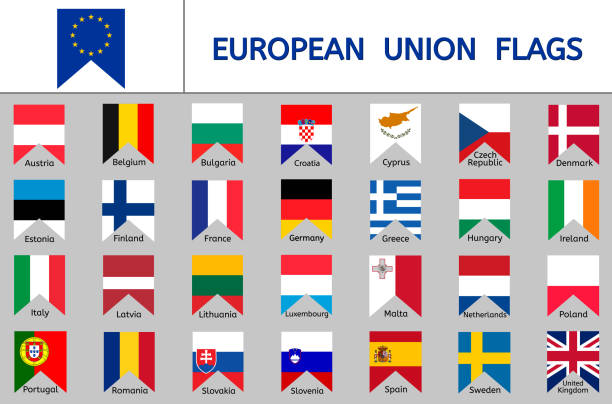 ilustrações, clipart, desenhos animados e ícones de conjunto de bandeiras da união europeia, ícones de bandeiras, bandeiras dos países europeus - european union flag flag european community interface icons