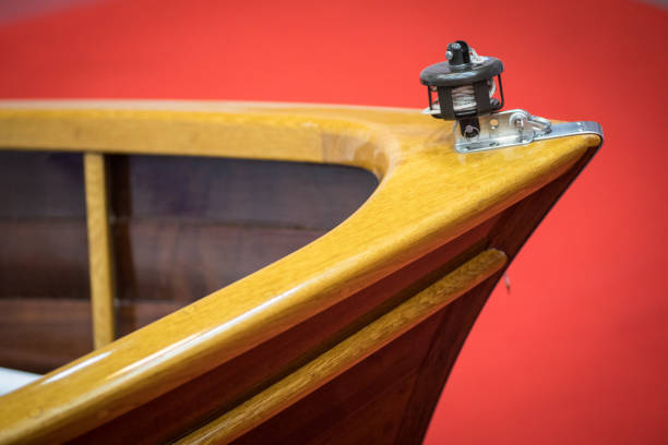 Detail of the front part of a wooden boat.