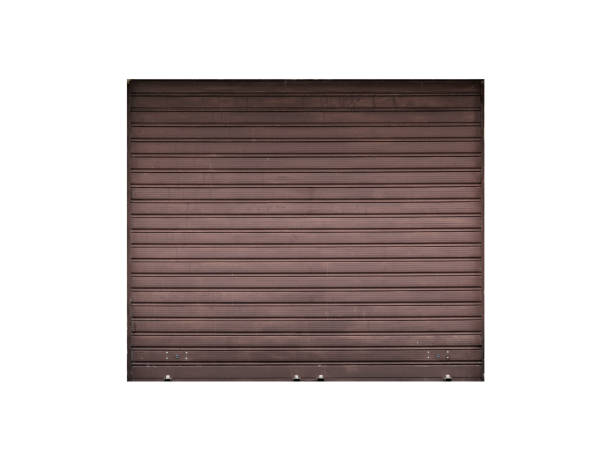 istock Closed brown warehouse gate isolated on white 1210302308