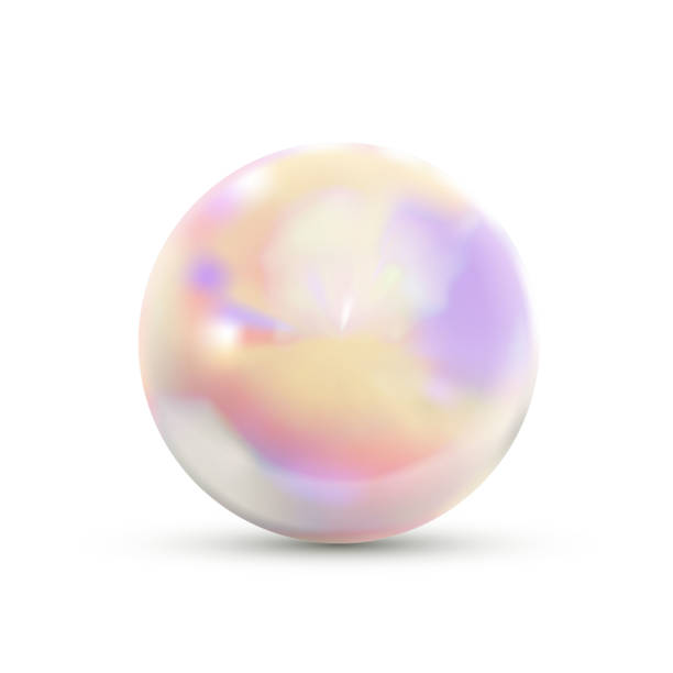 istock Realistic glossy marble ball in holographic colours with rainbow glare on white 1210303490