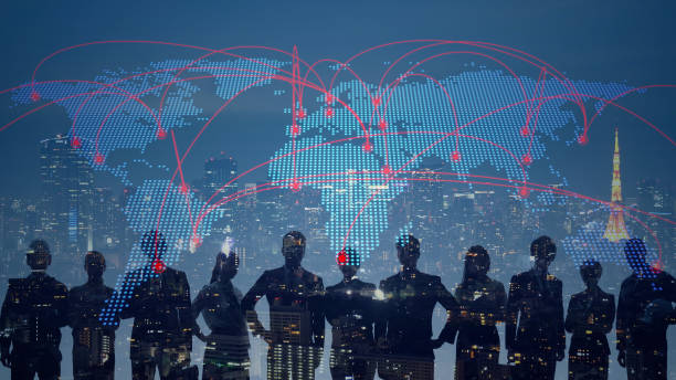 Global communication network concept. Worldwide business. Human resources.