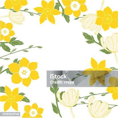 istock Vector floral  background with spring flowers. 1210303740