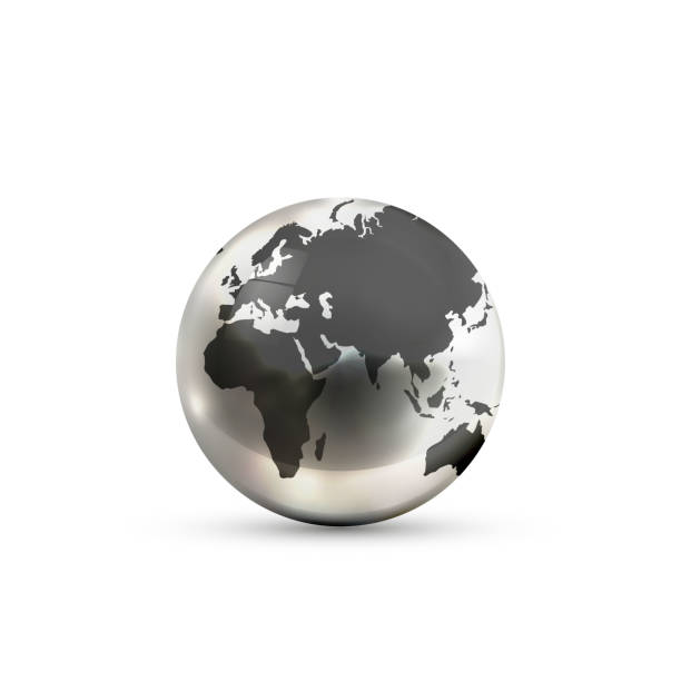 istock Realistic metallic Earth globe icon from european side on white background 1210303957