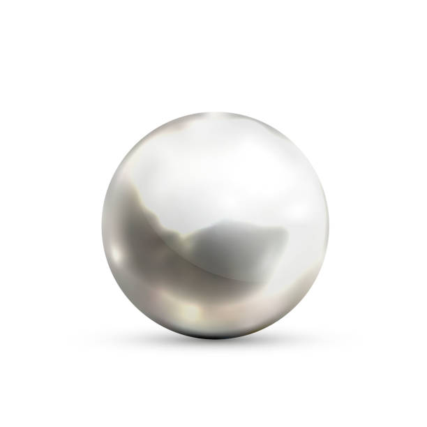 istock Realistic glossy metal sphere with glares and reflection isolated on white 1210305159