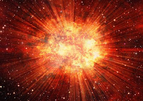 brillante explosión flash en un fondo espacial photo