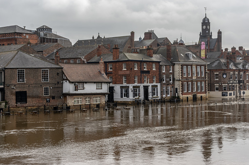 The river Ouse in York flooded into near by buildings