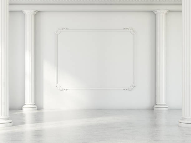 Empty Frame in Light Room with Classic Columns Empty Frame in Light Room with Classic Columns. 3d Render shaping room stock pictures, royalty-free photos & images
