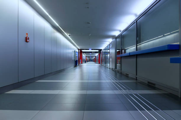 Empty corridor at the Krakow train station, Poland