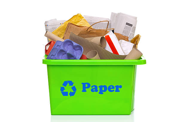 Waste cardboard bundles for recycling.