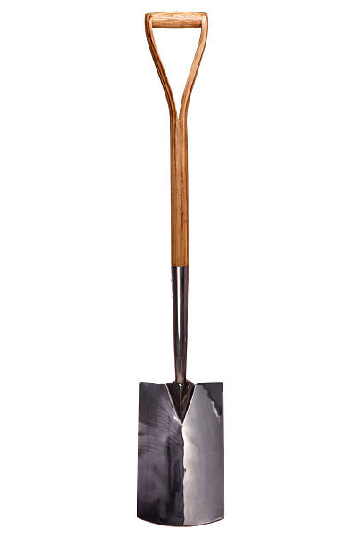 istock Wooden handle gardening spade isolated 121030952