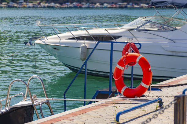 istock boat moored to the pier on a summer day 1210309523