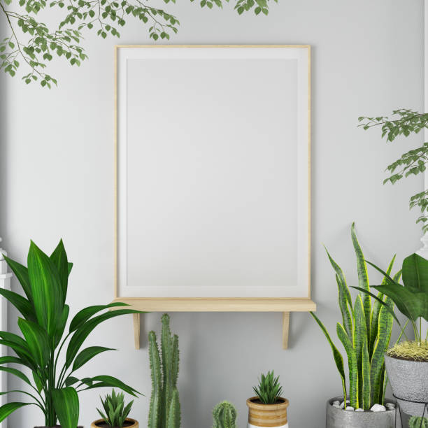 istock Mock up Poster in interior with Green Plants 1210310787