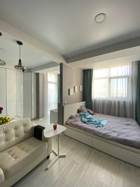istock Modern apartments divided visually into areas for sleep and rest 1210312612