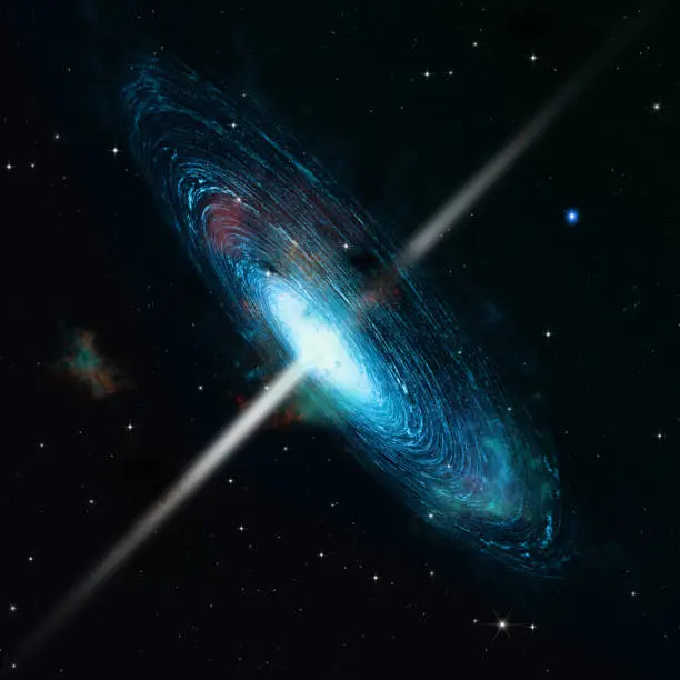 Photo of pulsar space galaxy. 3d illustration