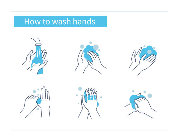 jak myć ręce - washing hands human hand washing hygiene stock illustrations