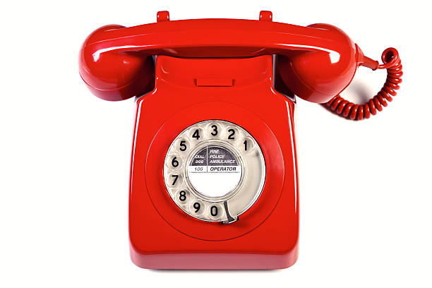 istock Retro red telephone isolated 121031860