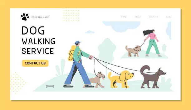 Vector illustration of Dog walking service