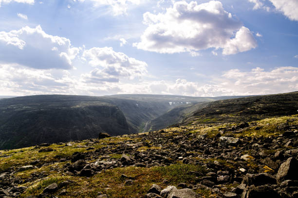 Valley view on a sunny day in the arctic tundra
