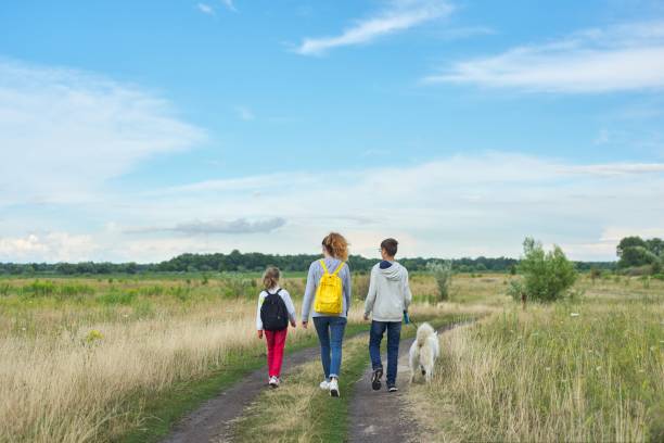 istock Active healthy lifestyle, children outdoors with dog 1210322677