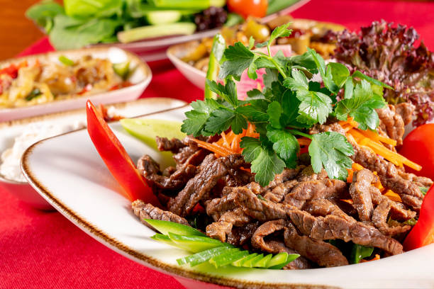 Salad with lamb meat