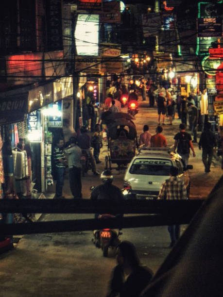 Street scene at night, kathmandu. Street scene at night, Thamel, kathmandu, Nepal thamel stock pictures, royalty-free photos & images