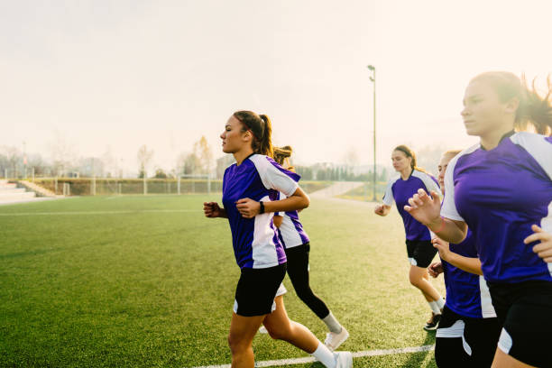 istock Soccer players warming up before the match 1210331671