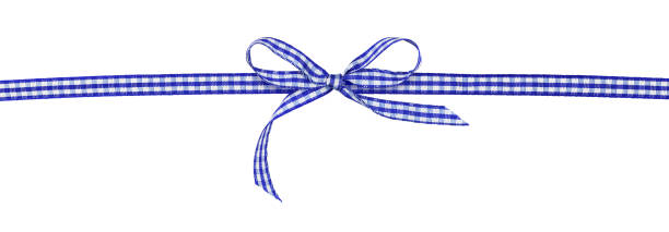 istock Blue checkered ribbon and bow 1210331838