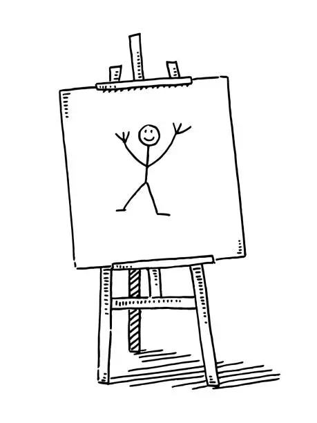 Vector illustration of Easel Child Sketch Artwork Drawing